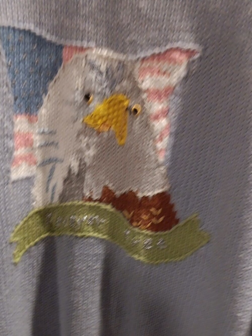 Storybook Knits Light Blue, Brown, Pink Embroidered Bird Shawl-Front Cardigan - Picture 9 of 9